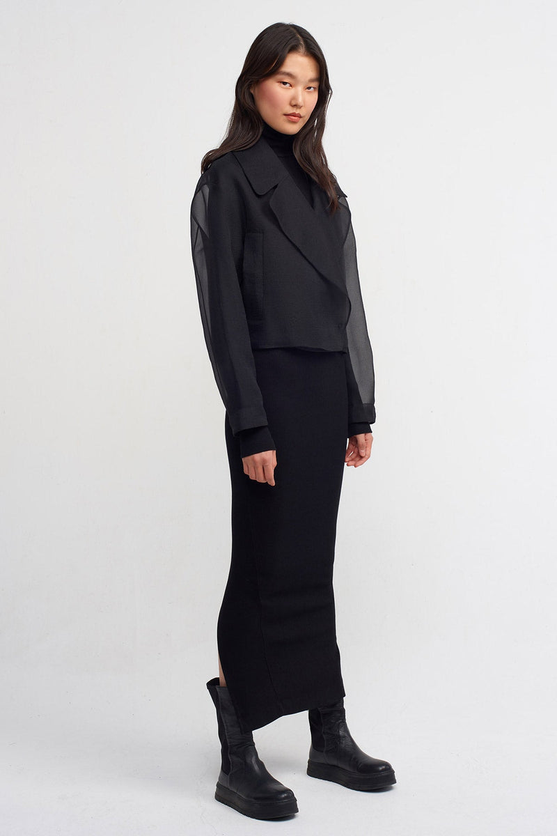 NU Short Elegant Organza Jacket Black