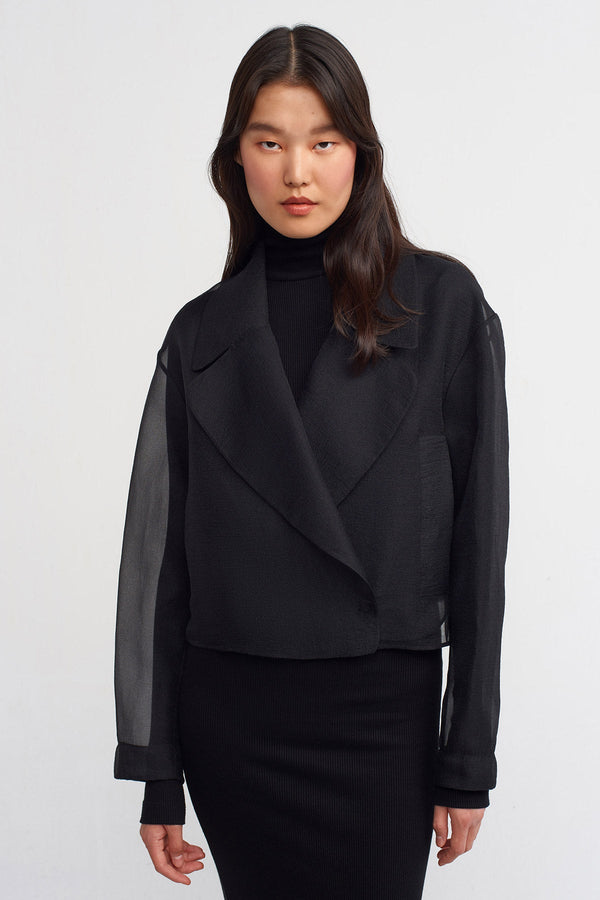 NU Short Elegant Organza Jacket Black