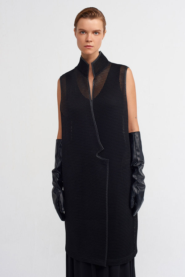 NU Fishnet Mesh Vest Jacket Black