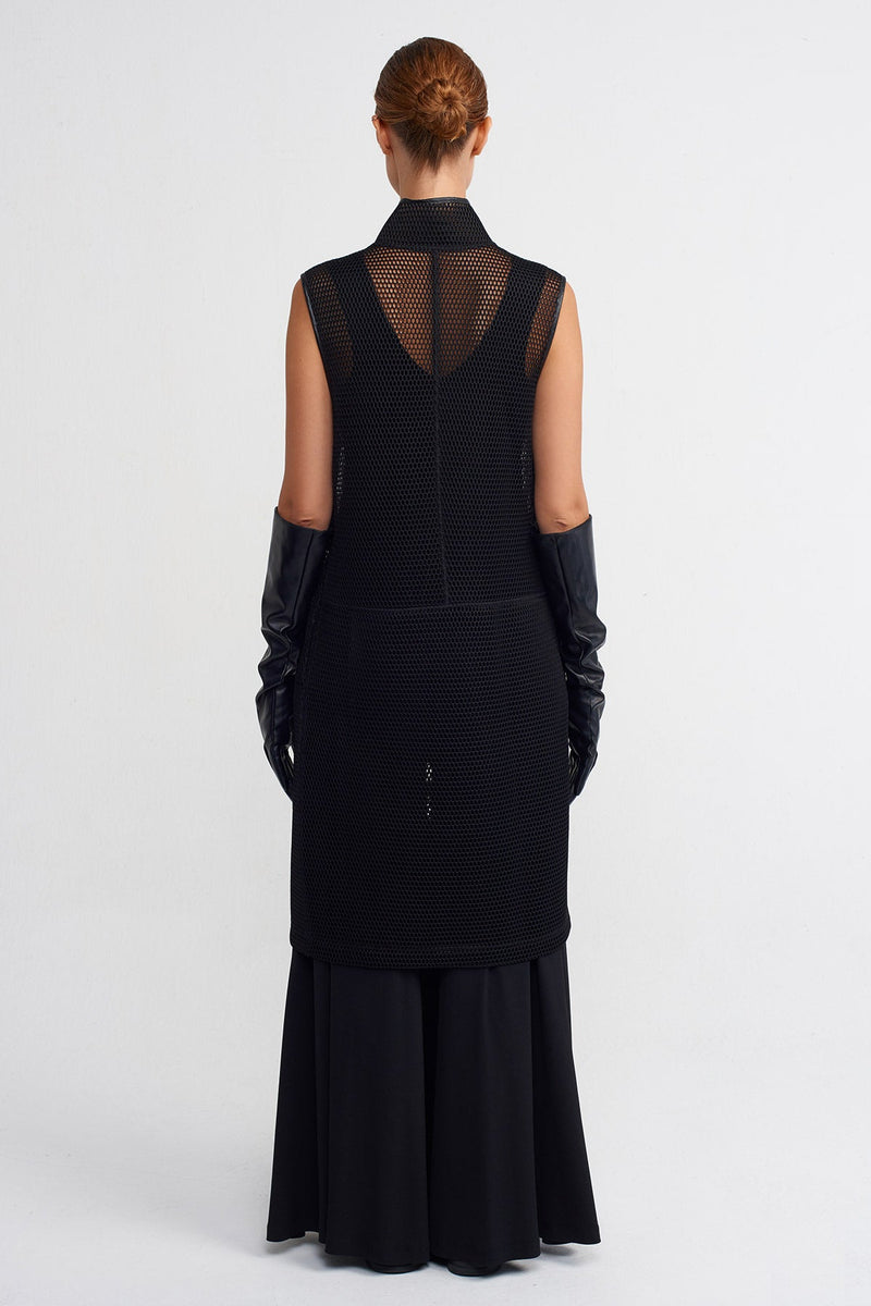 NU Fishnet Mesh Vest Jacket Black