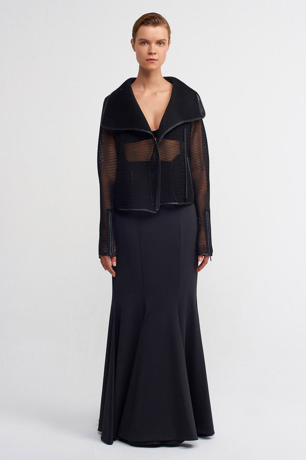 NU Fishnet Mesh Crop Jacket Black