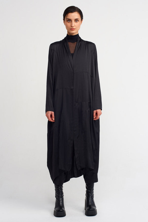 NU Long Satin Jacket  Black