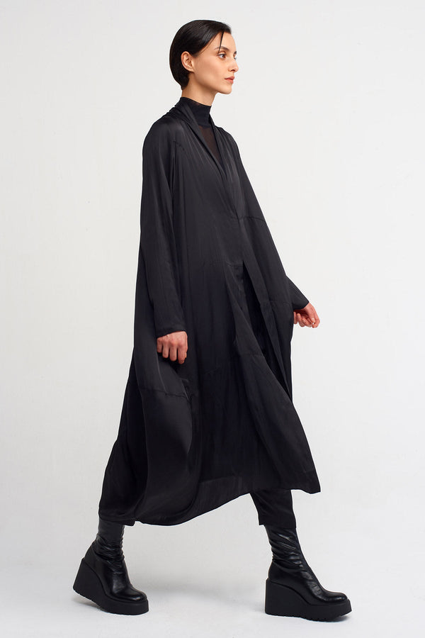 NU Long Satin Jacket  Black