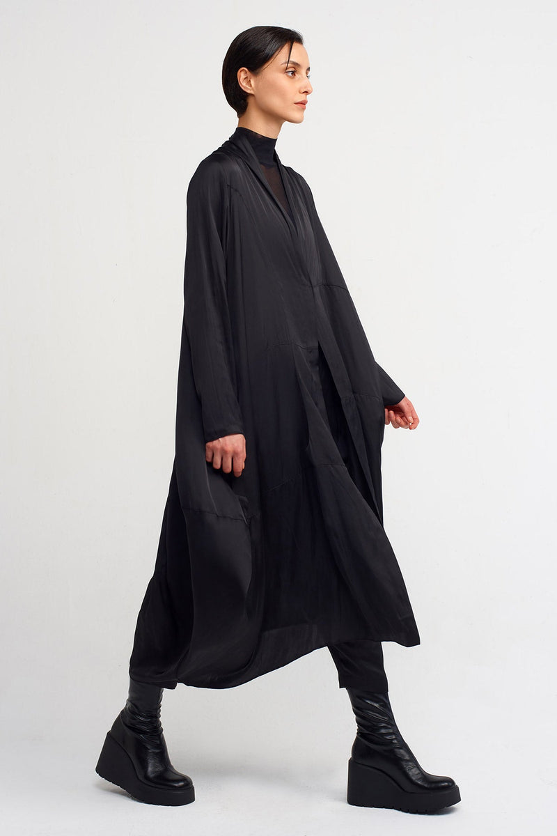 NU Long Satin Jacket  Black