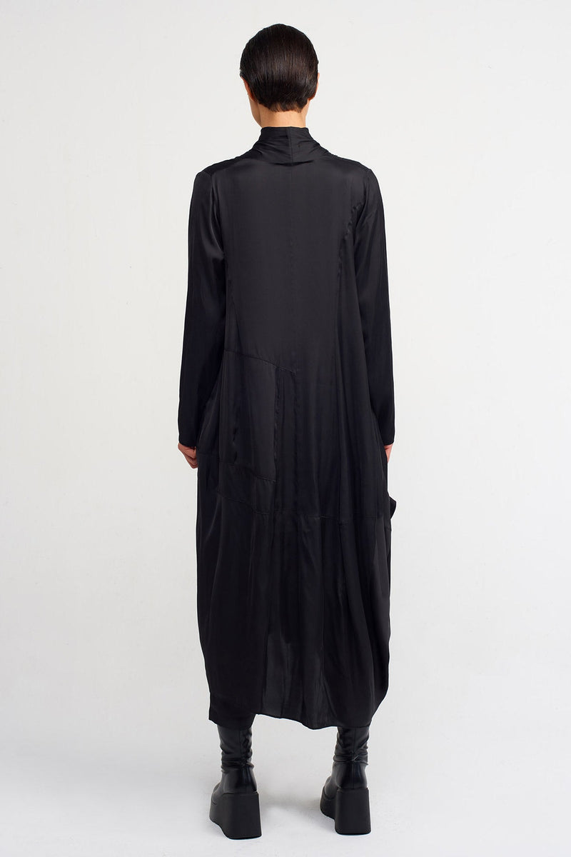 NU Long Satin Jacket  Black