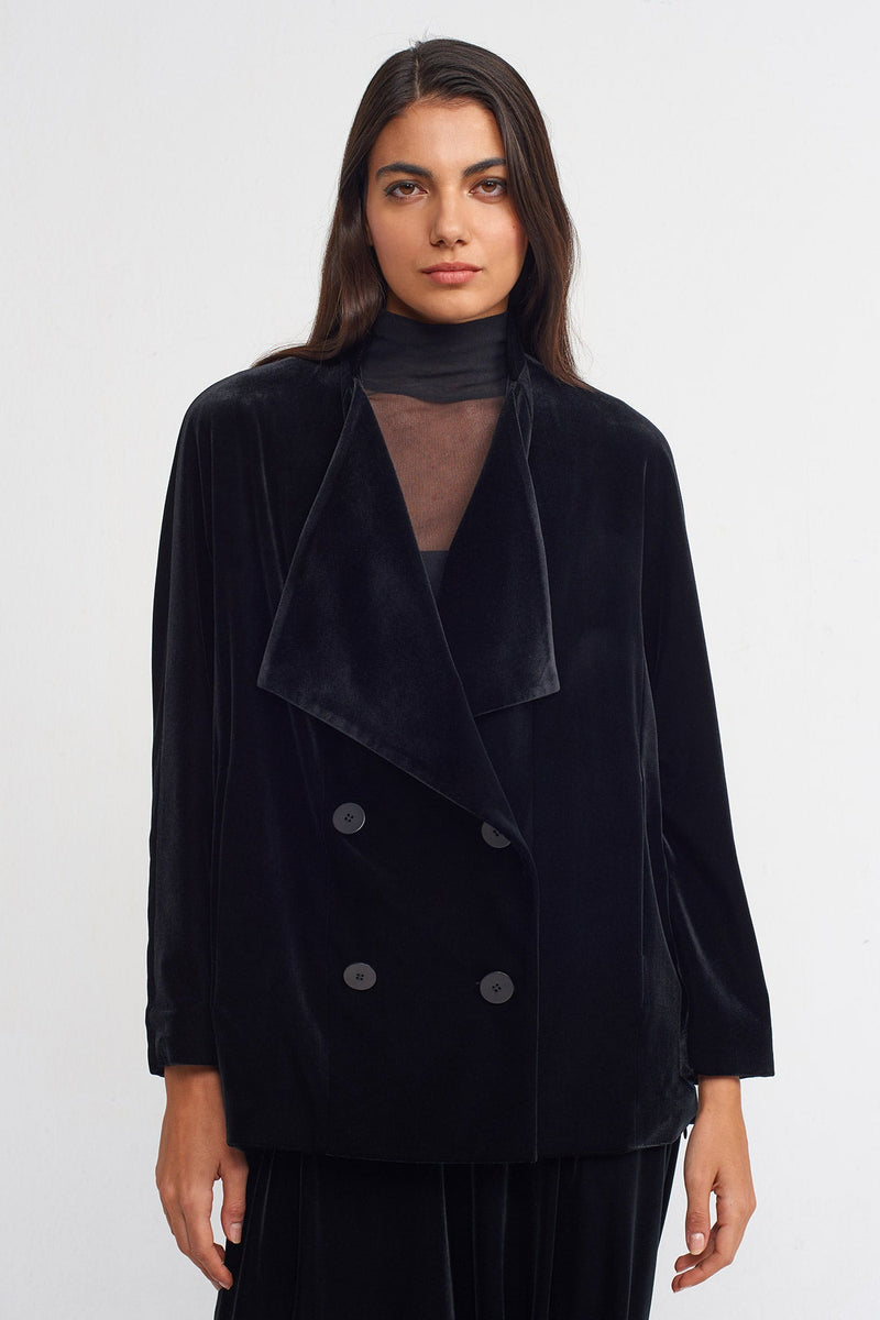 NU Velvet Blazer Jacket Black