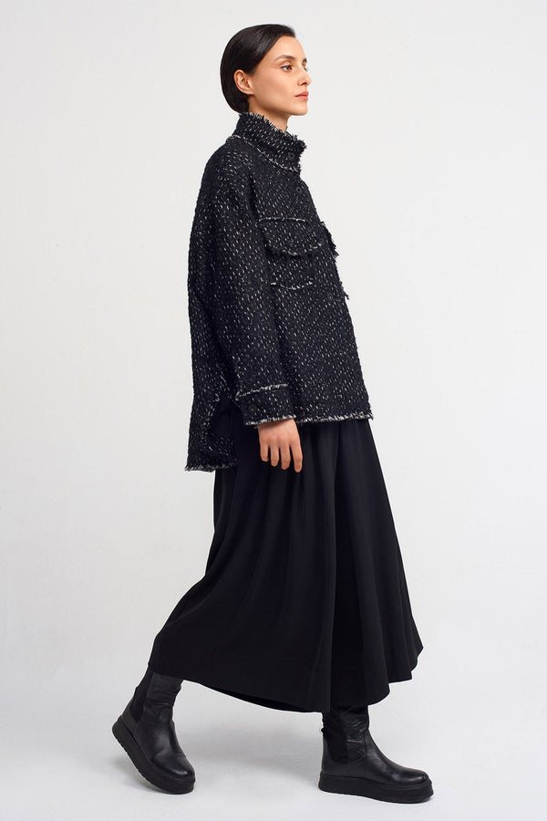NU Lightweight Distressed Coat Black-White