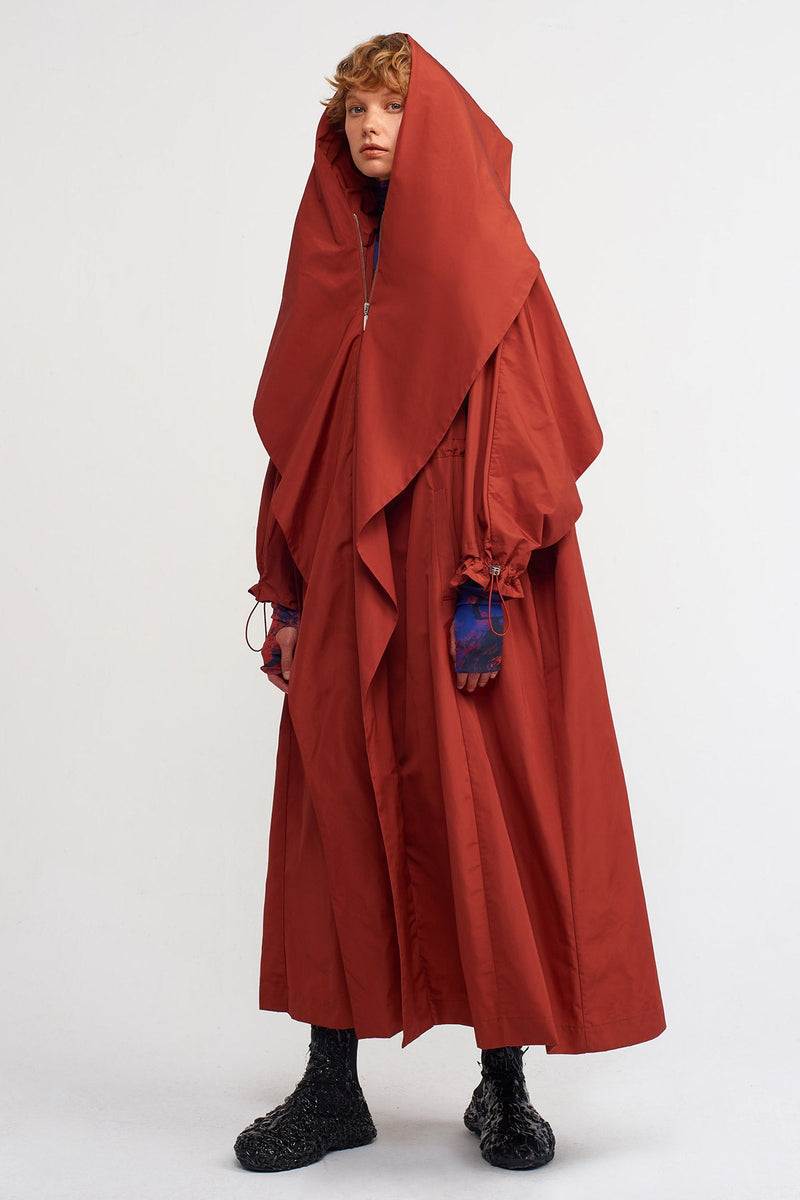 NU Shawl Collar Long Trench Coat Copper