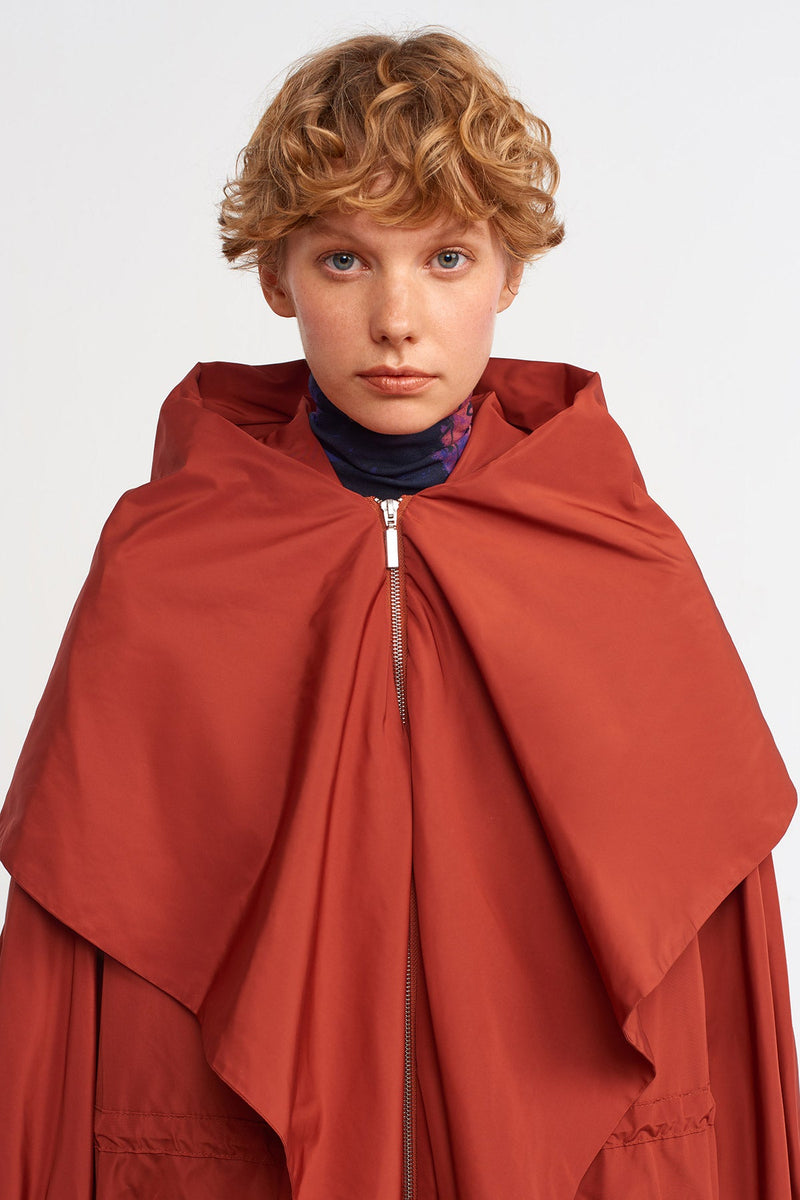 NU Shawl Collar Long Trench Coat Copper