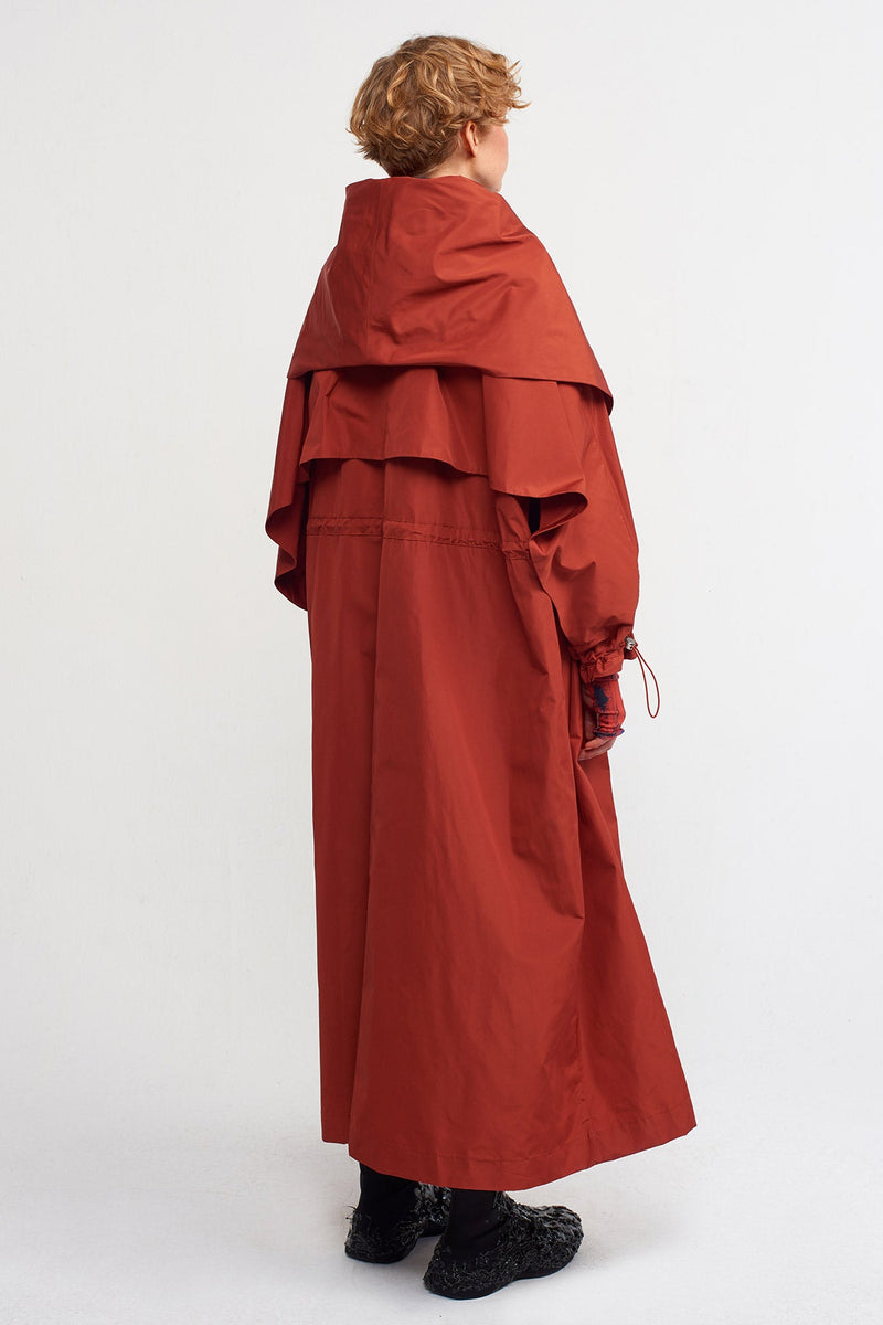 NU Shawl Collar Long Trench Coat Copper