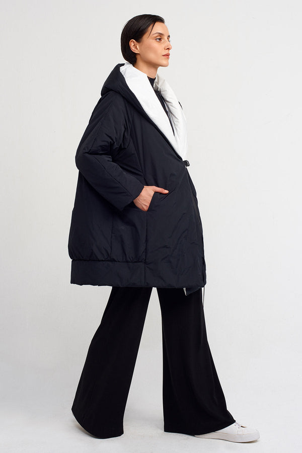 NU White Insulated Puffer Jacket Black-White