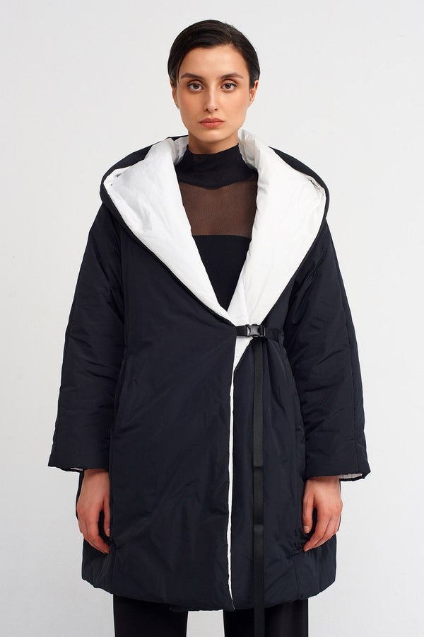 NU White Insulated Puffer Jacket Black-White