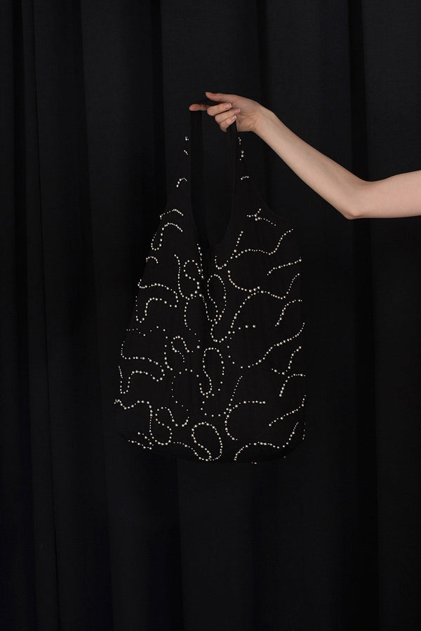 NU Bead Embroidered Sleeve Bag Black