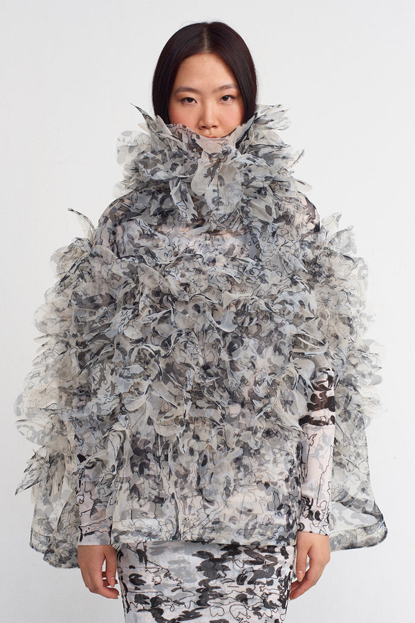 NU Ruffled Turtleneck Blouse Multi Color