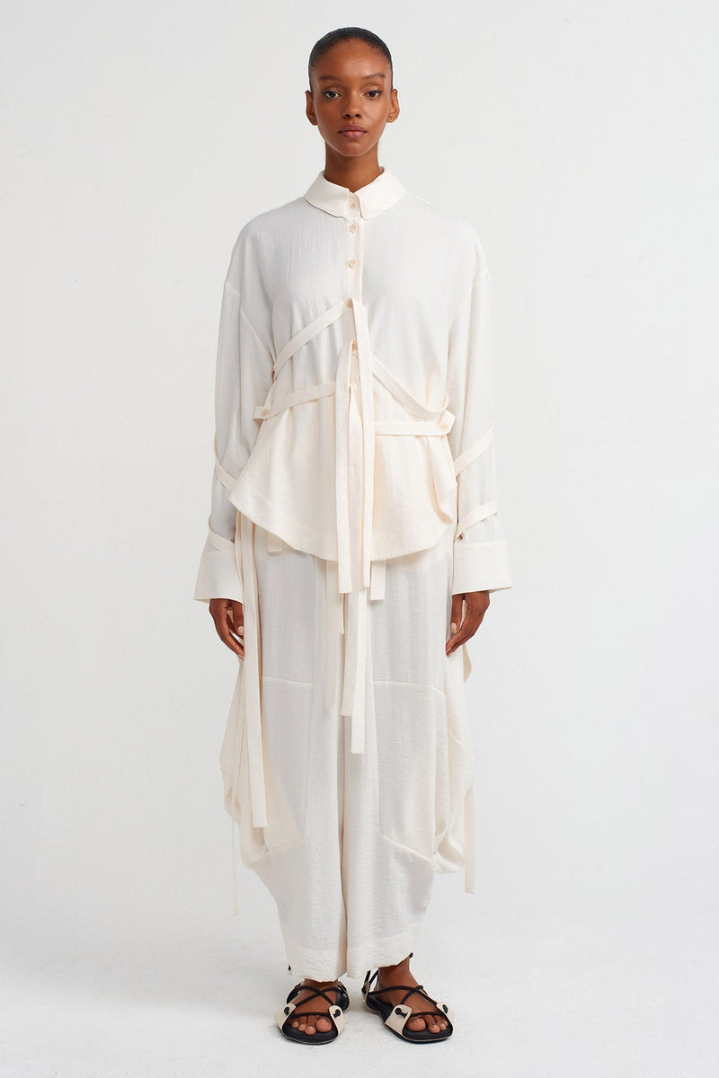 NU Shirt With Ribbon Detail Off White