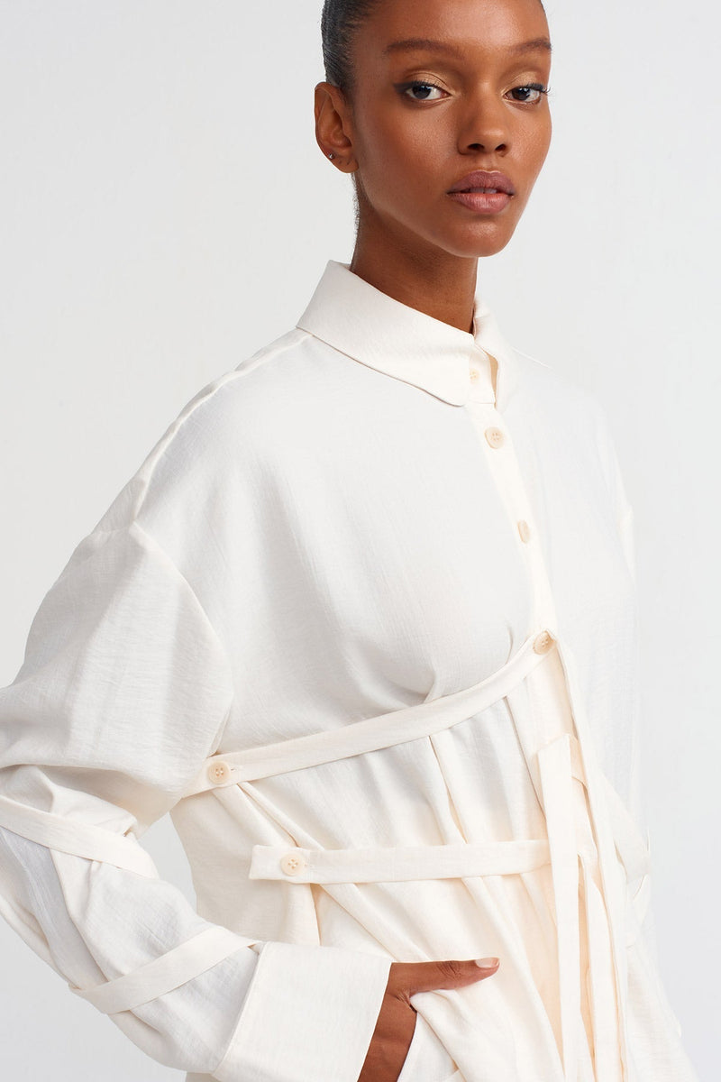 NU Shirt With Ribbon Detail Off White