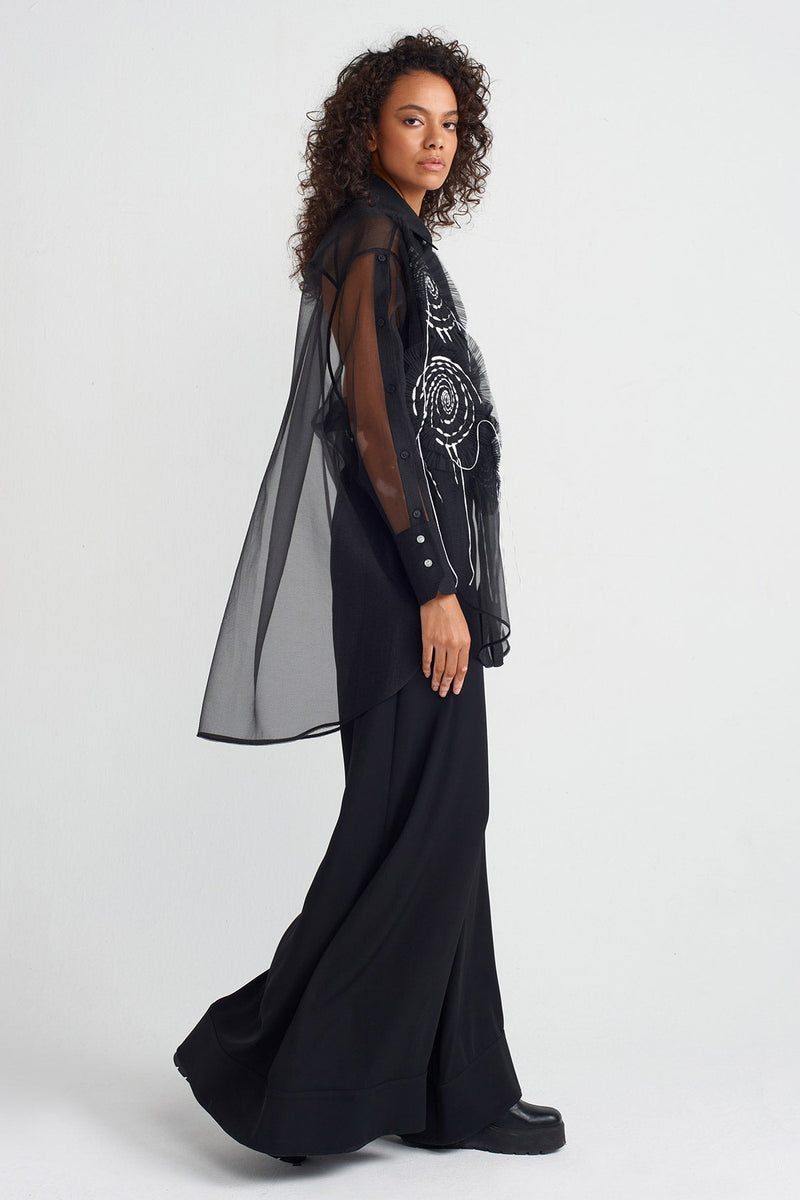 NU Applique Detail Shirt Black/Offwhite