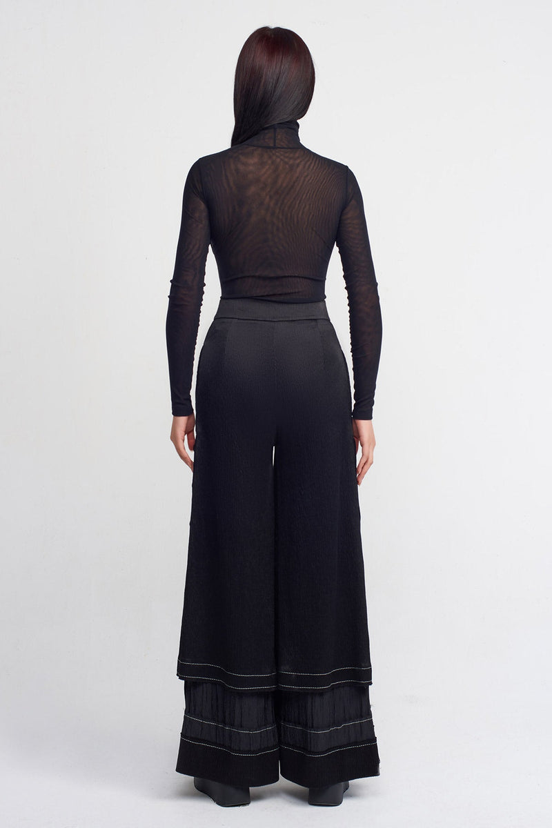 NU Crinkle Button-Side Trousers Black