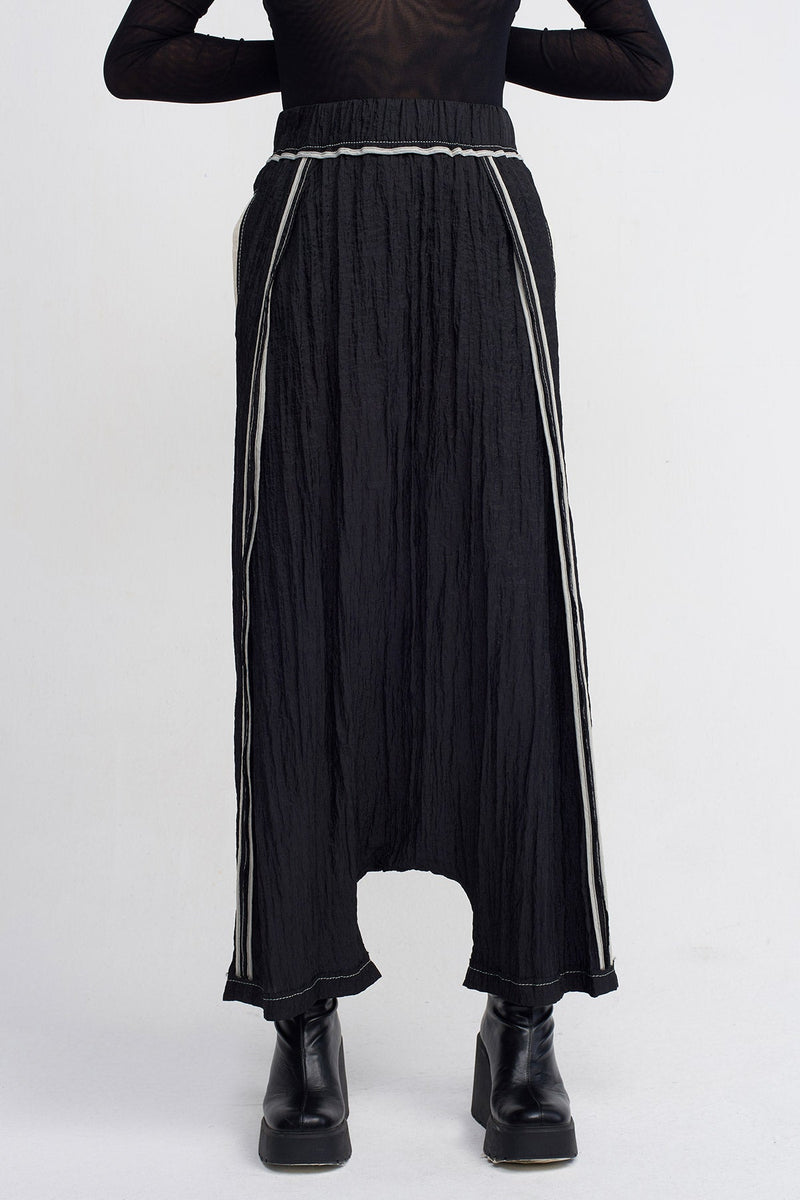 NU Piped Harem Pants Black