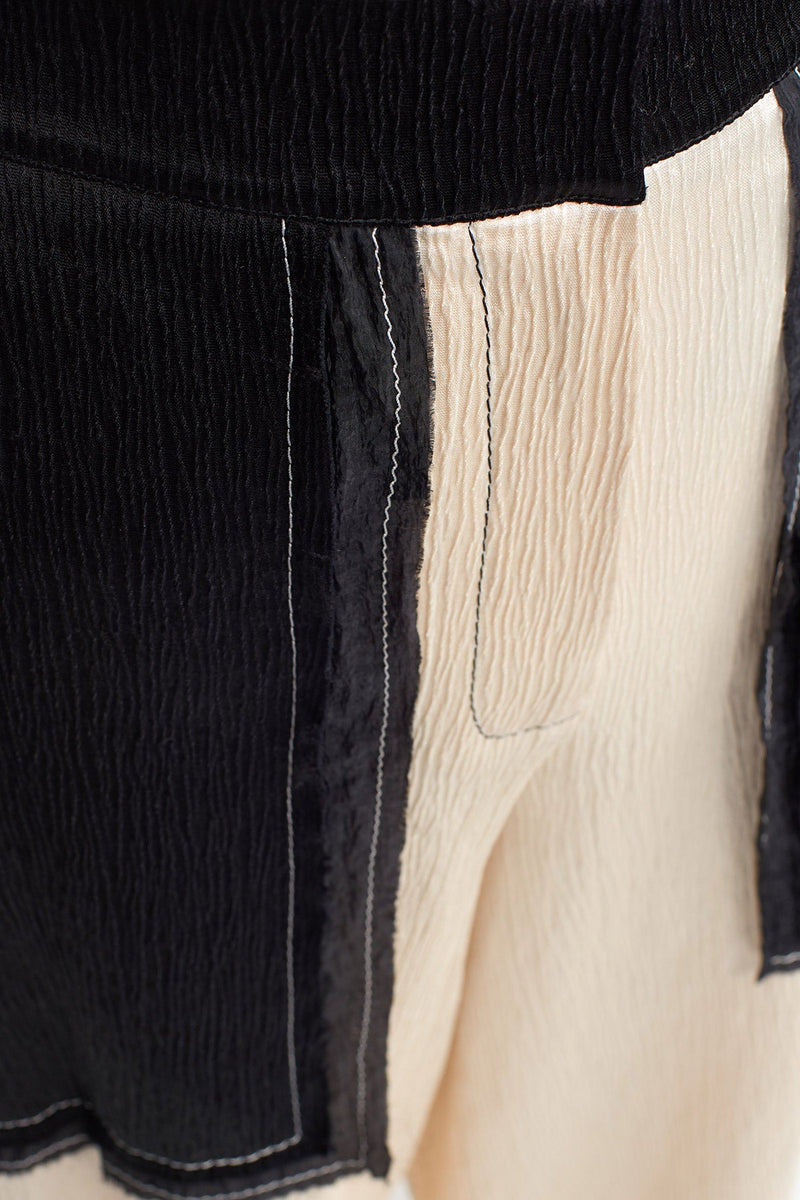 NU Crinkle Wide Pocket Trousers Natural/Black