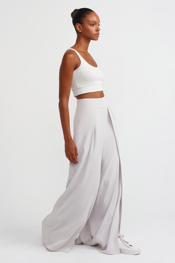 NU Wide-Leg Trousers With Slit Details Ice