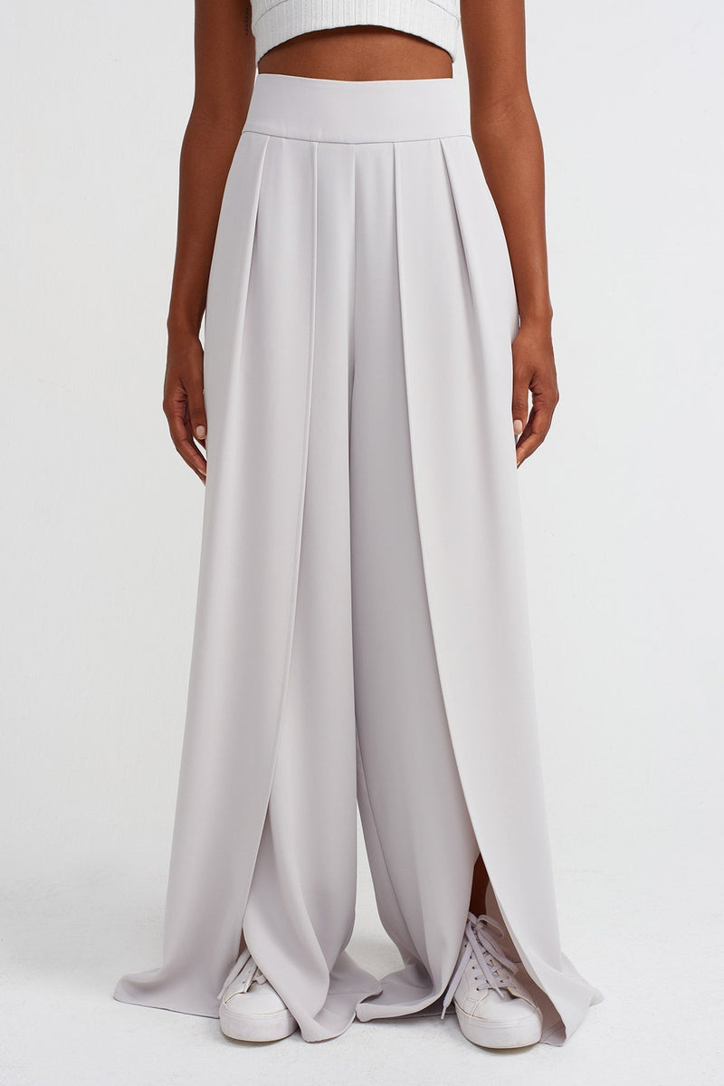 NU Wide-Leg Trousers With Slit Details Ice