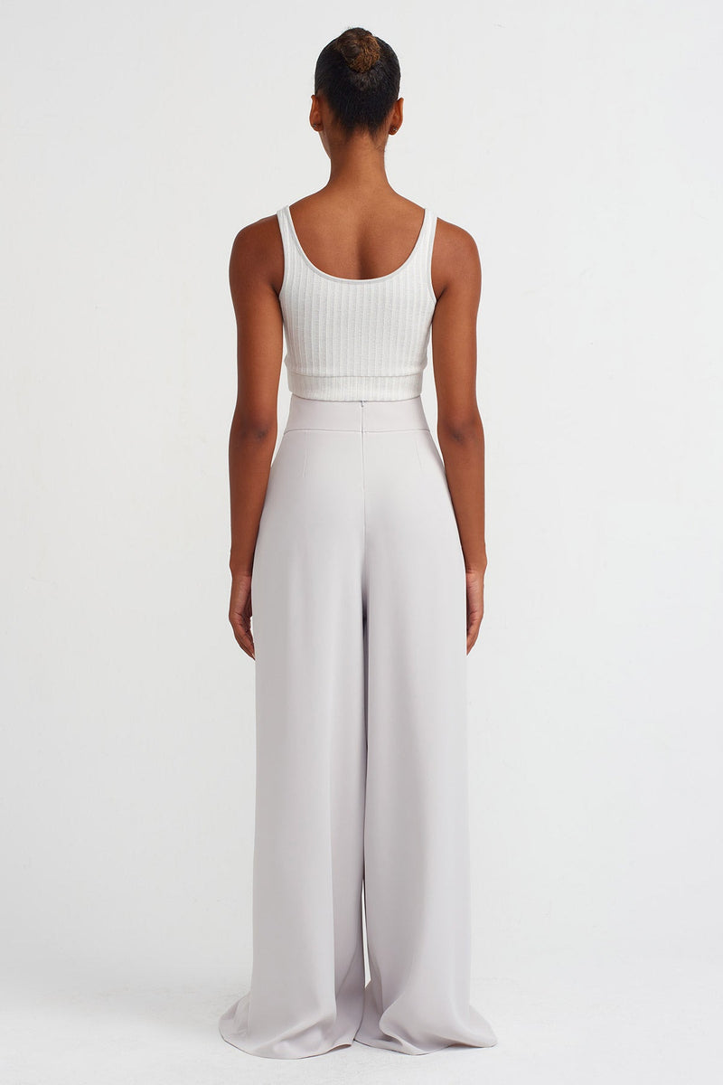 NU Wide-Leg Trousers With Slit Details Ice