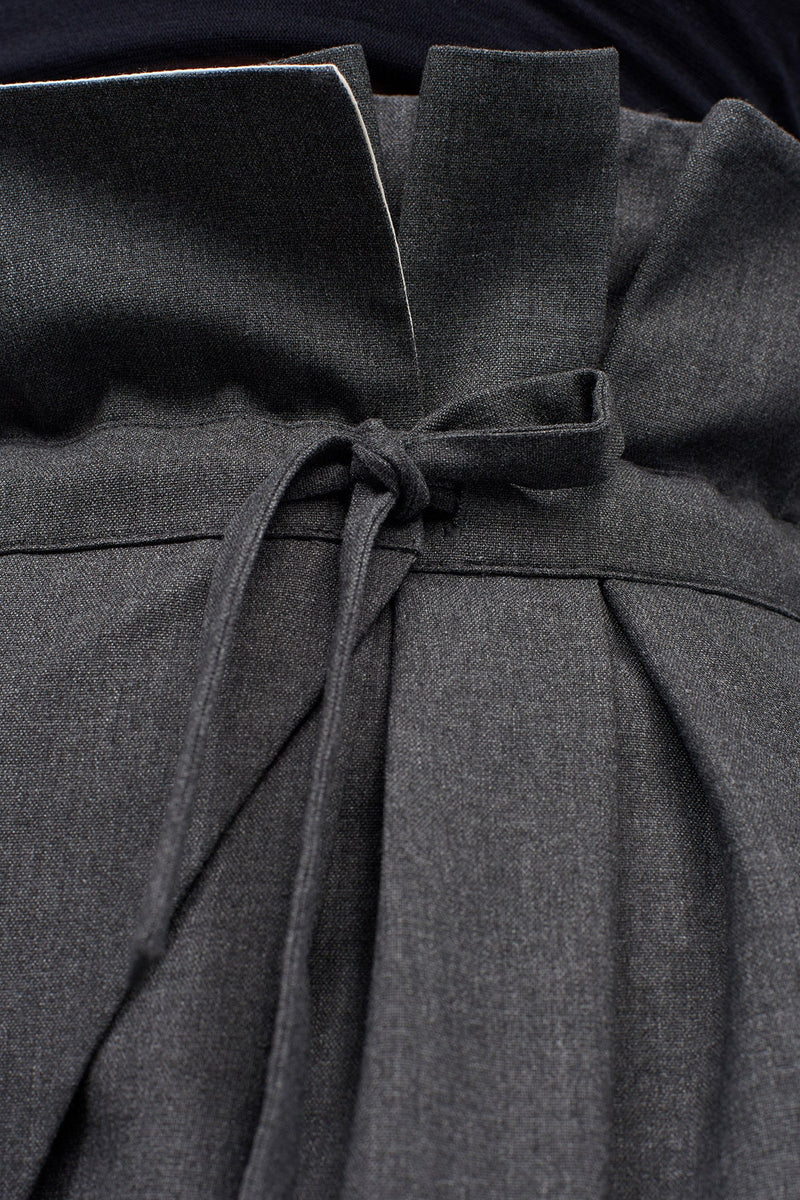 NU Tie-Waist Palazzo Trousers Dark Grey Melange