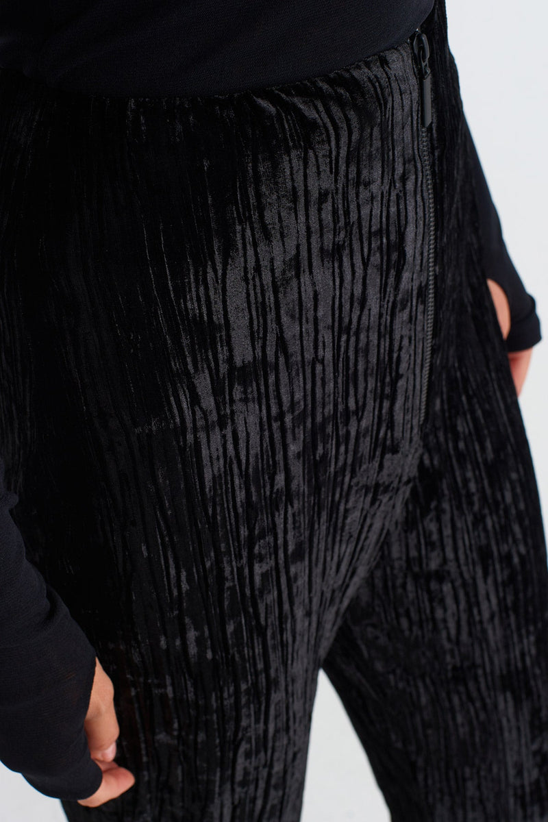 NU Pleated Velvet Trousers Black