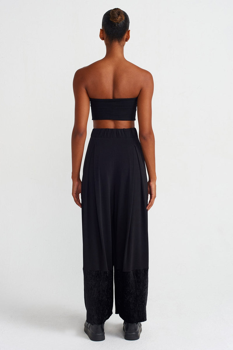 NU Zip Detail Velvet-Jersey Pants Black
