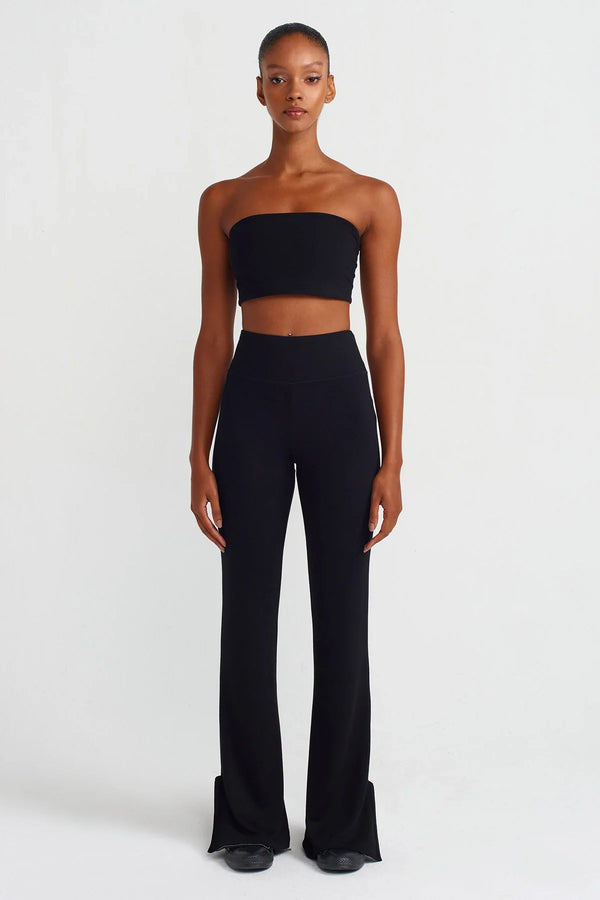NU Side Slit Relaxed Trousers Black