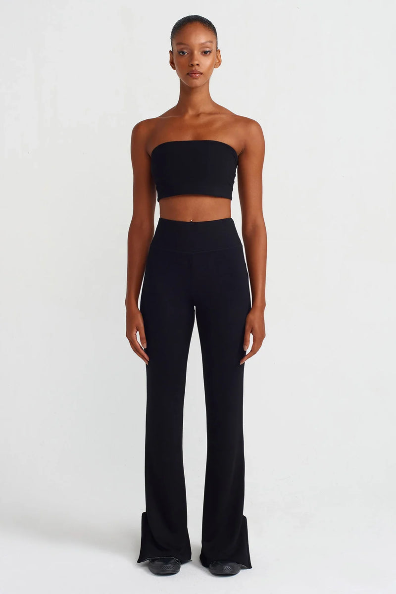 NU Side Slit Relaxed Trousers Black