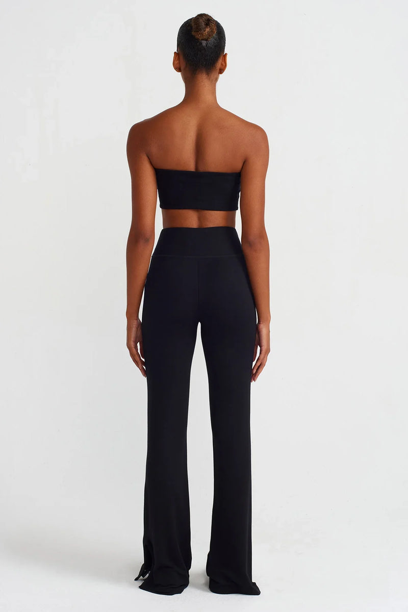NU Side Slit Relaxed Trousers Black