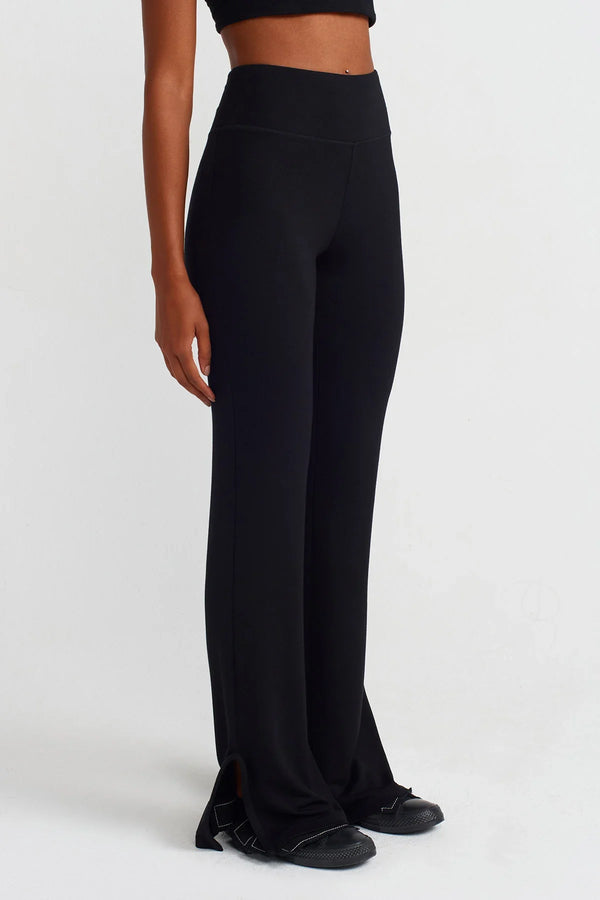 NU Side Slit Relaxed Trousers Black