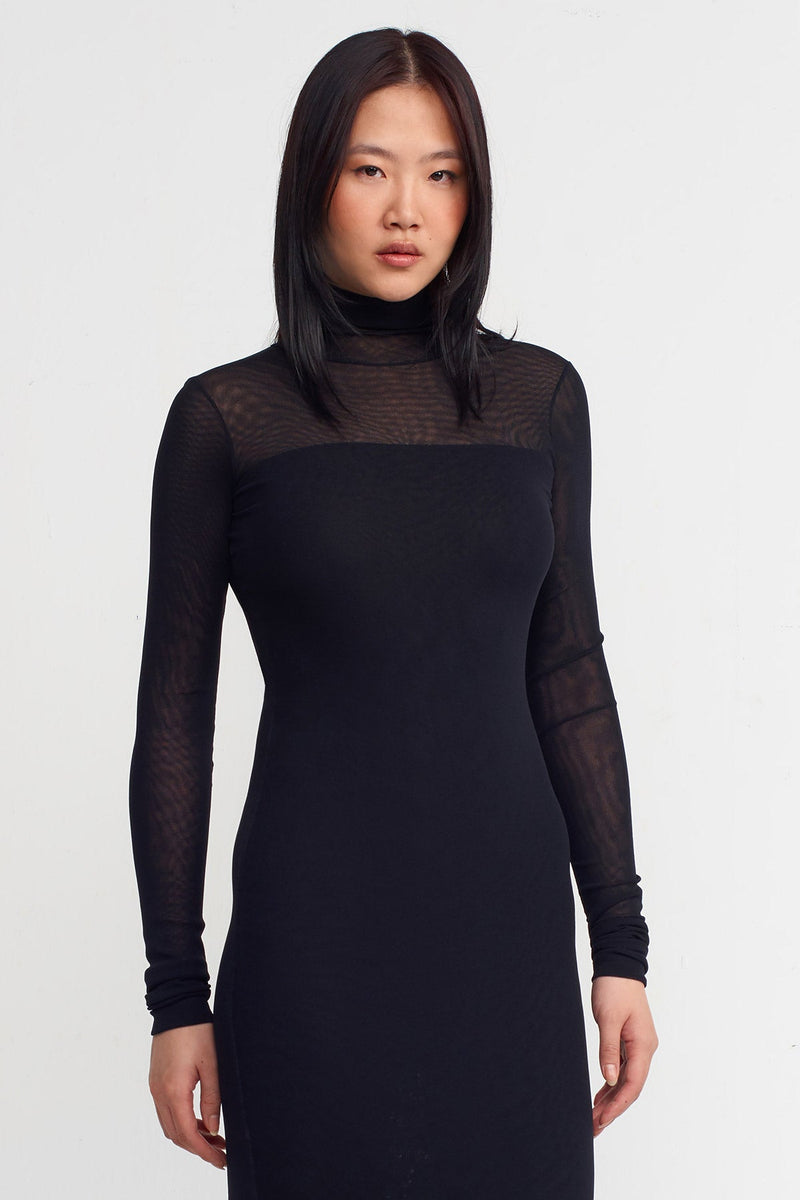 NU Lined Long Tulle Dress Black