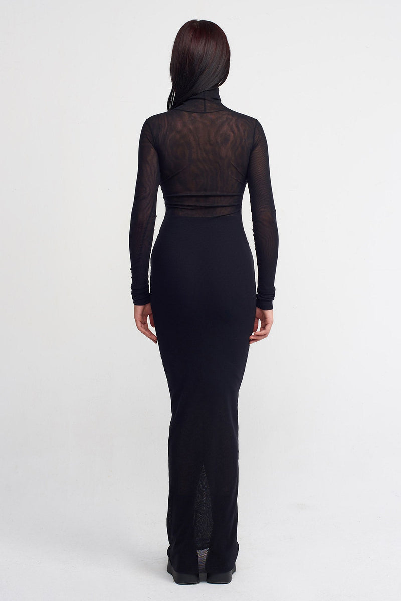 NU Lined Long Tulle Dress Black