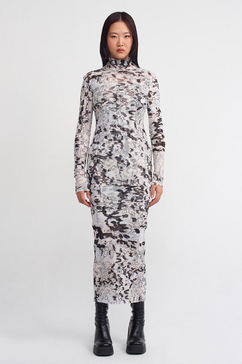 NU Printed Tulle Dress Multi Color