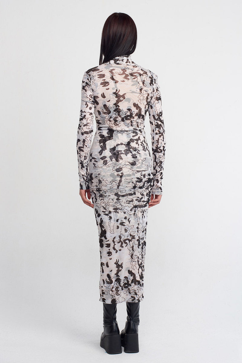 NU Printed Tulle Dress Multi Color