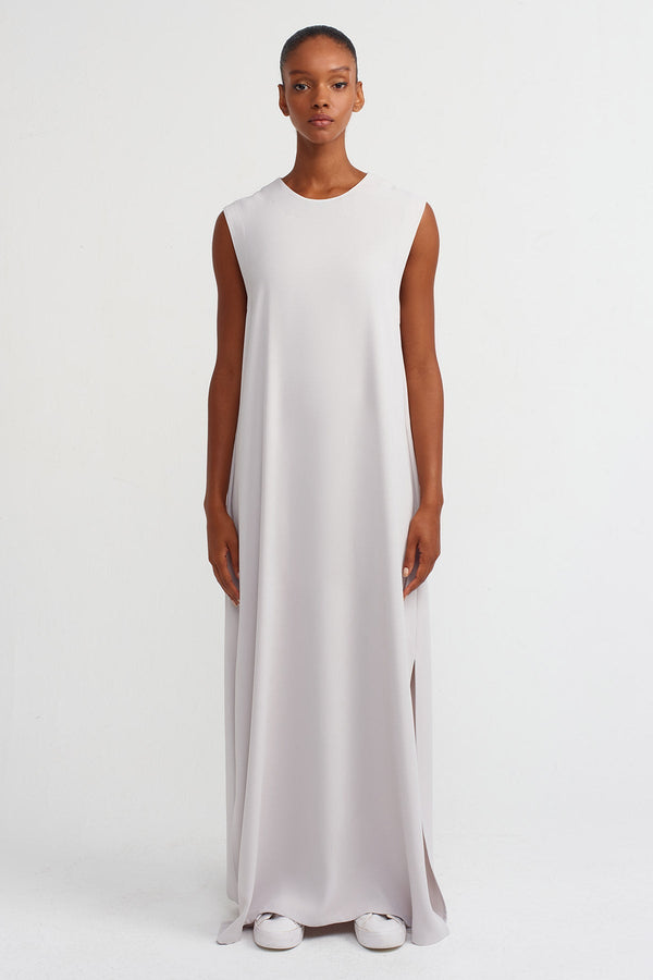 NU Sleeveless Long Straight Dress Ice