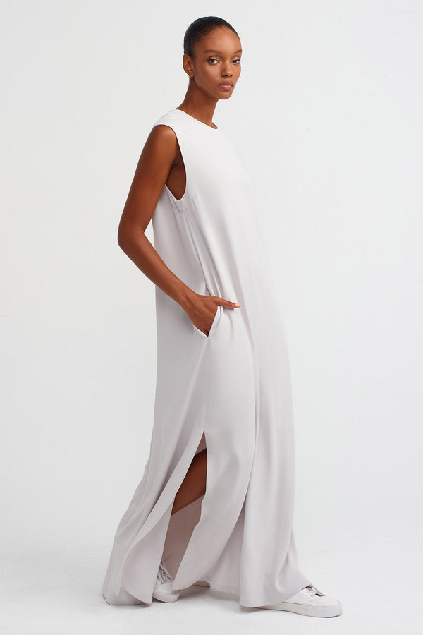 NU Sleeveless Long Straight Dress Ice