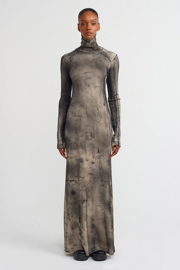 NU Distressed Ribbed Dress Natural