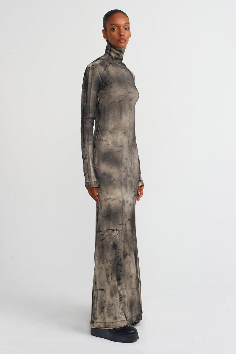 NU Distressed Ribbed Dress Natural