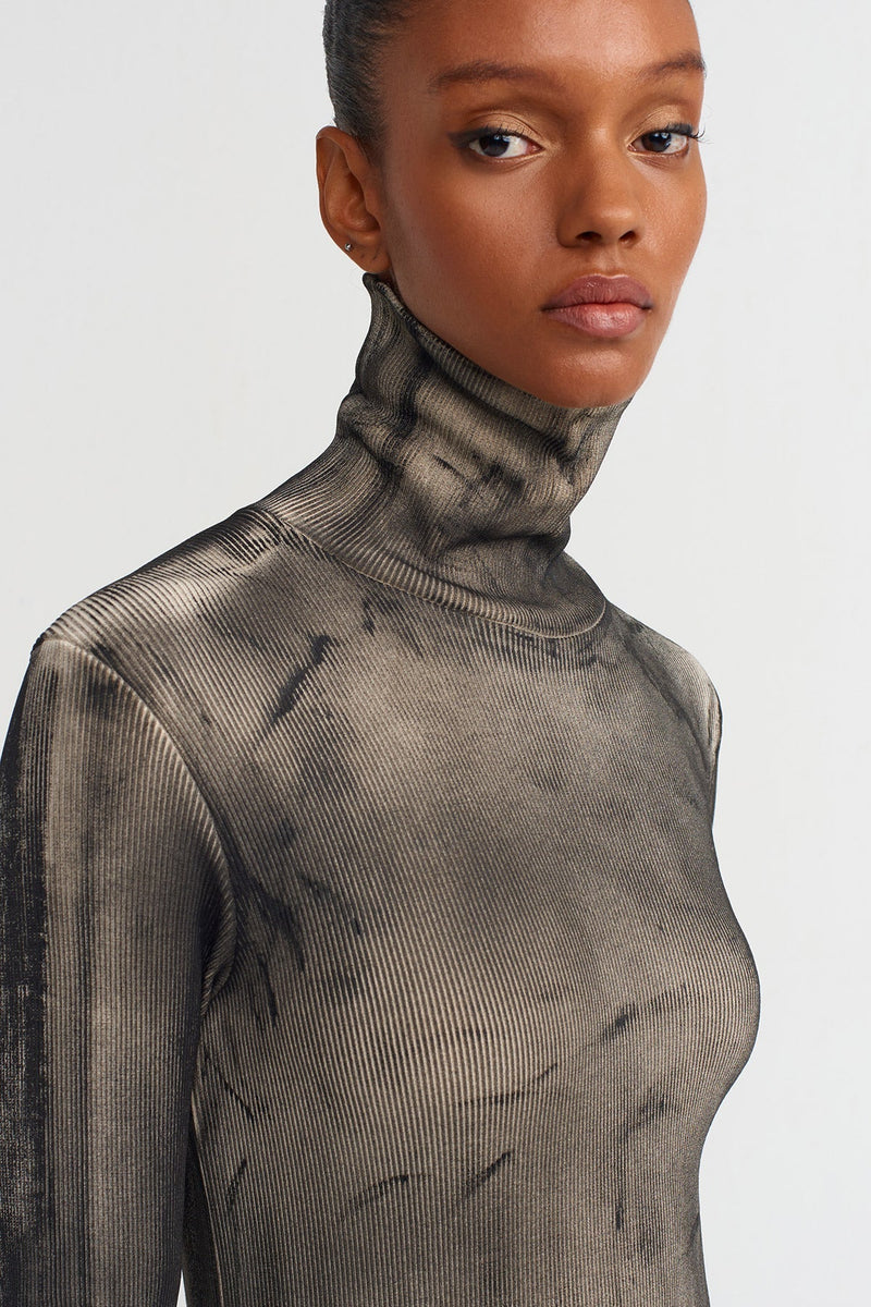 NU Distressed Ribbed Dress Natural