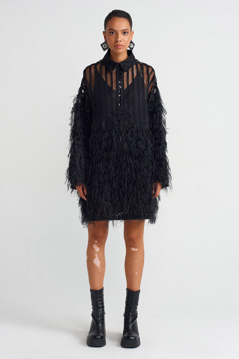 NU Short, Semi-Transparent Tulle Dress Black