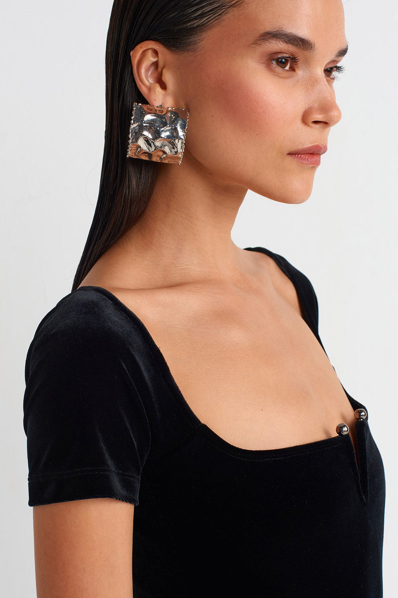 NU Velvet Fitted Dress Black