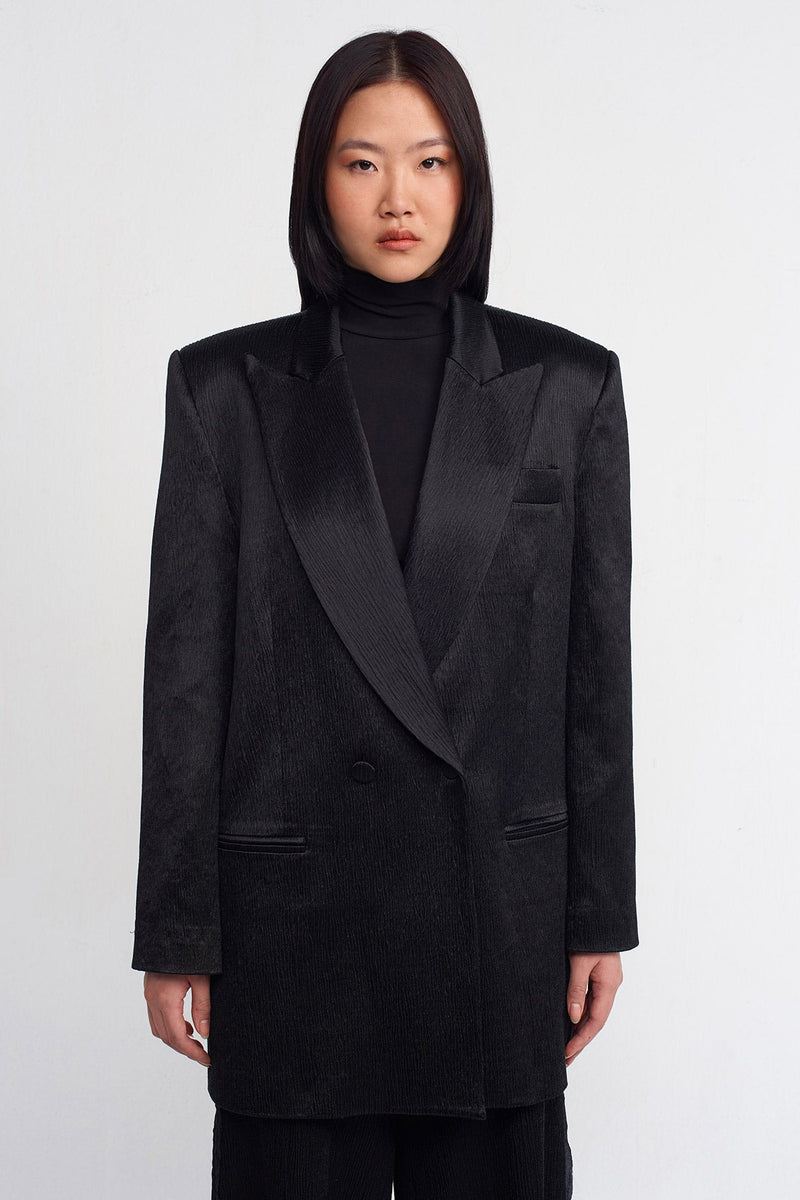 Nu Crinkle Blazer Jacket Black
