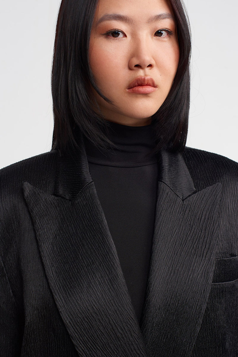 Nu Crinkle Blazer Jacket Black