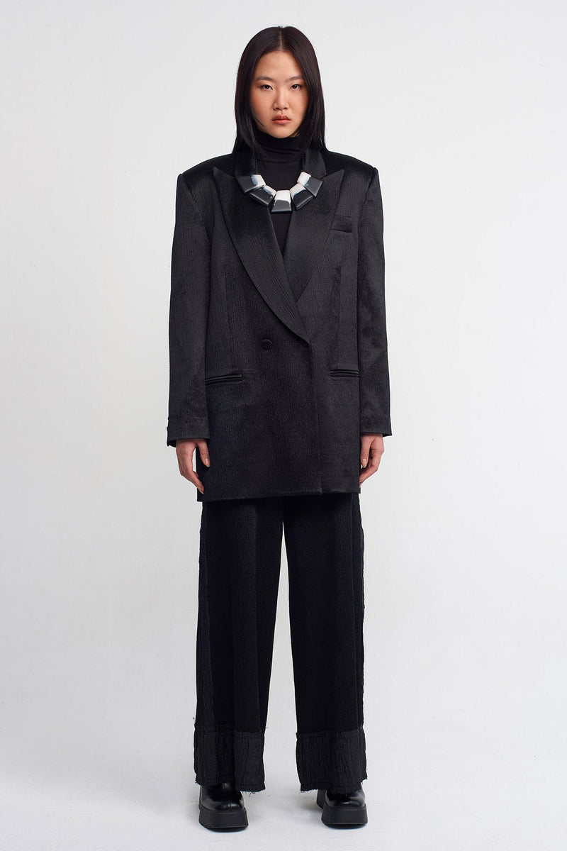 Nu Crinkle Blazer Jacket Black