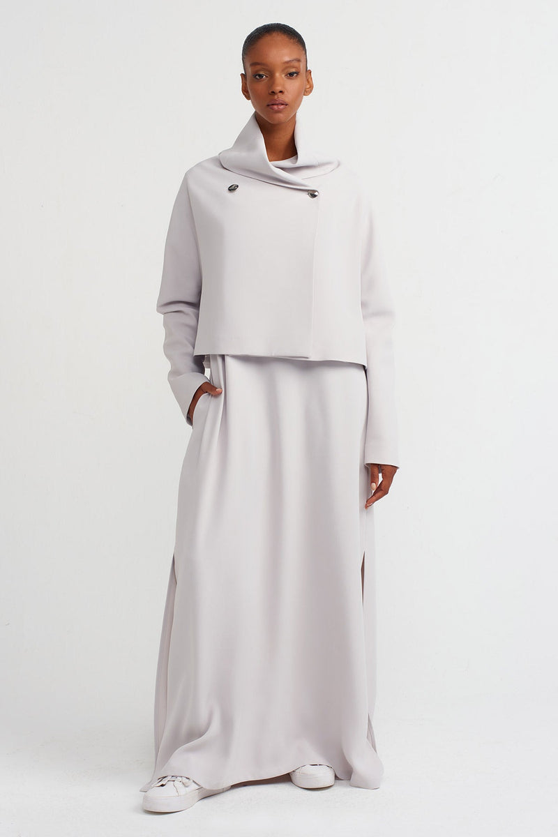 NU Shawl Collar Crop Jacket Ice