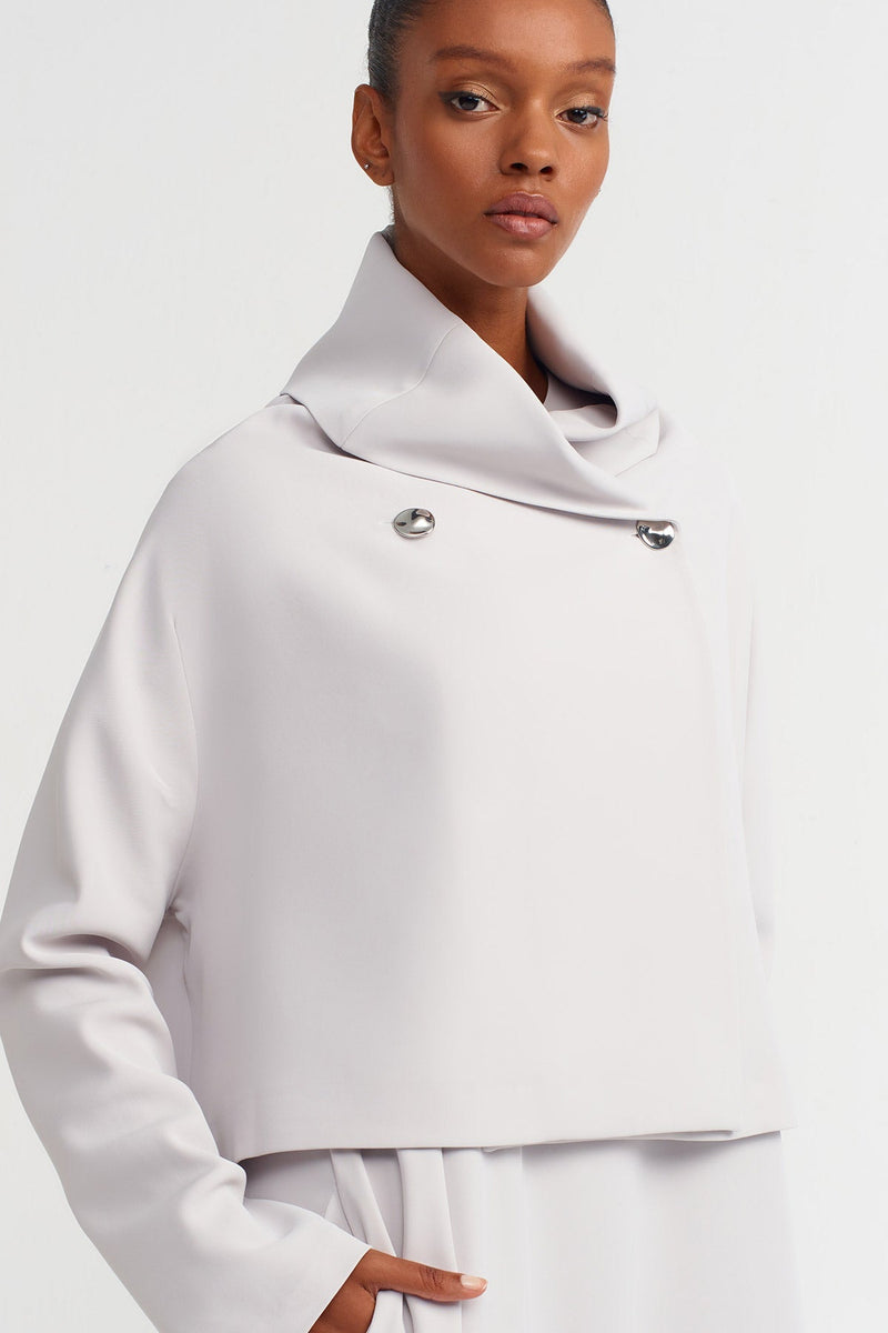 NU Shawl Collar Crop Jacket Ice